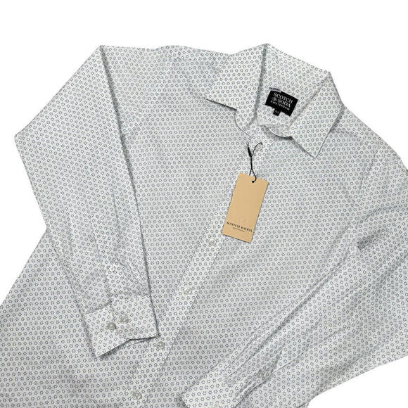 NWT Scotch & Soda Amsterdam Dress Shirt Sz 15.5 32/33 Geometric Blue Multi $180 - Picture 4 of 11
